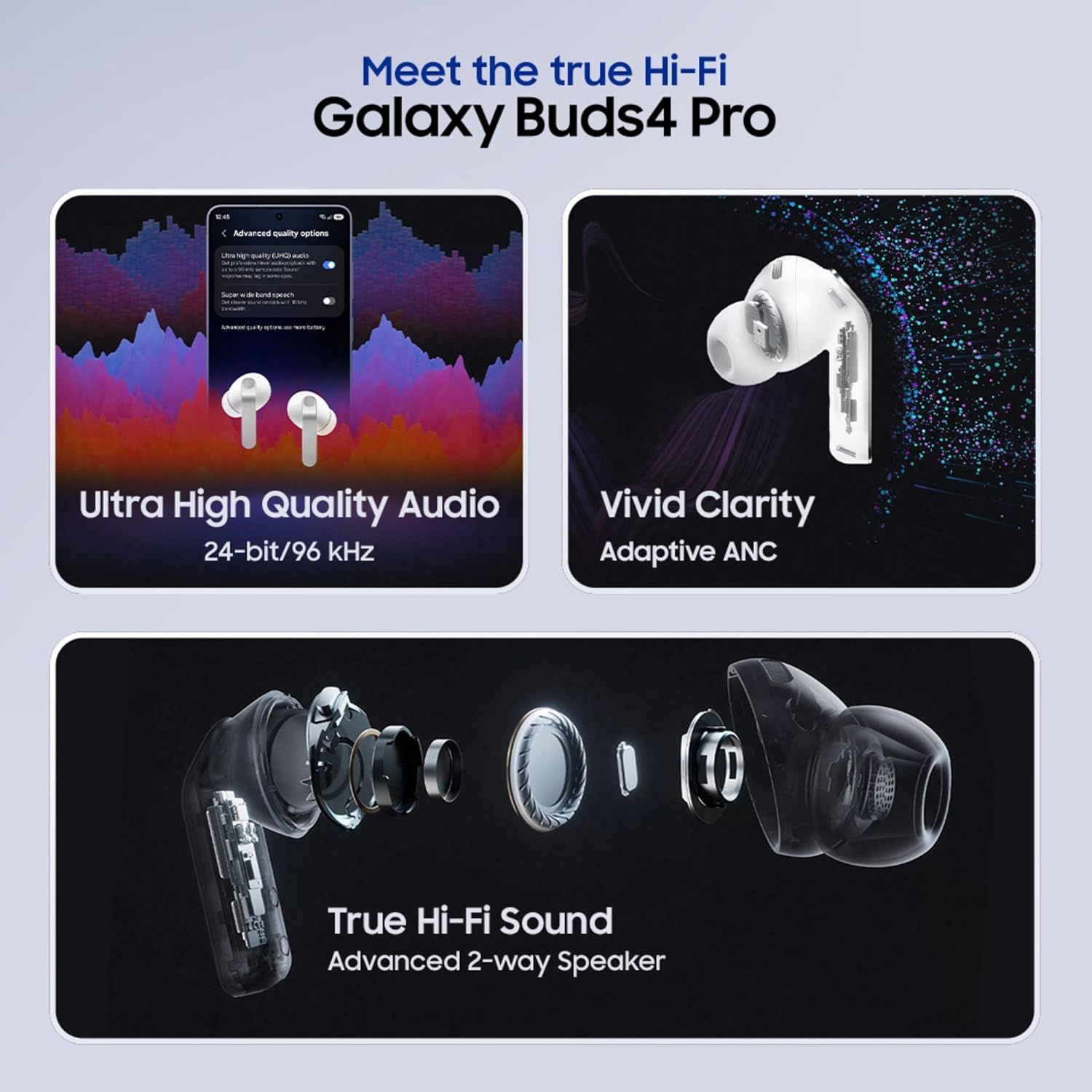Samsung Galaxy Buds4 Pro (Black) in-Ear Wireless Earbuds with Hi-Fi Audio | Adaptive ANC 2.0 and EQ 2.0 | 2-Way Speaker | 360-Audio | Voice Detect | Live Translation | Head Gesture | IP57 - Image 3